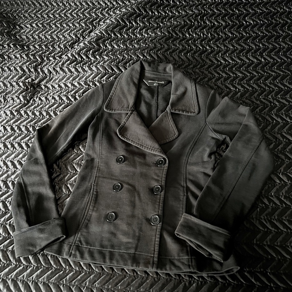 Norma Kamali Double Breasted Cotton Blazer, Black, Size XS, Designer Jacket